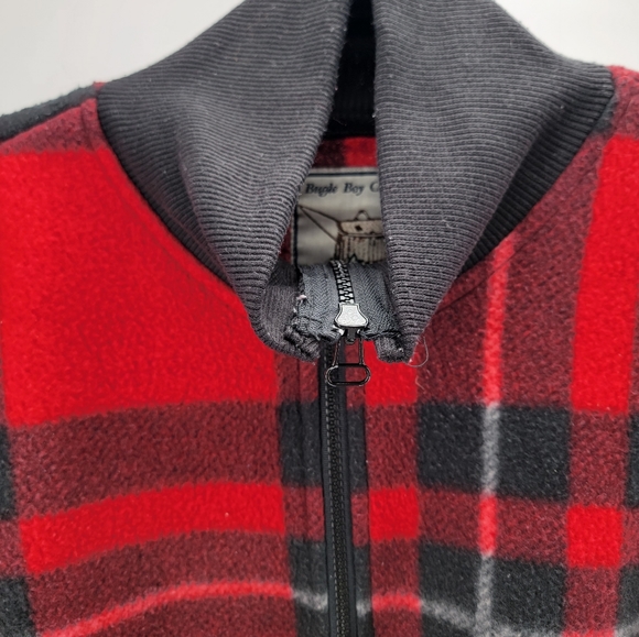 Vintage Bugle Boy Company Red Check Plaid 1/4 Zip Fishing Pullover Jacket XL - Picture 5 of 13